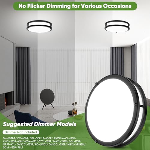 30W Flush Mount Ceiling Lights Black (2 Count)