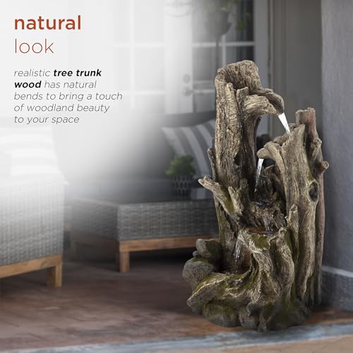 40" Tall 4 Tier Rainforest Tree Trunk Waterfall Fountain with LED Lights