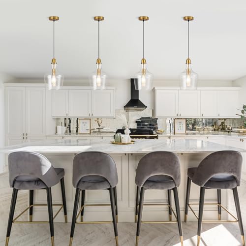 Glass Pendant Light Modern Brass 1 Light Single Dome Pendant Lighting Fixtures for Kitchen Island Dining Room Hallway