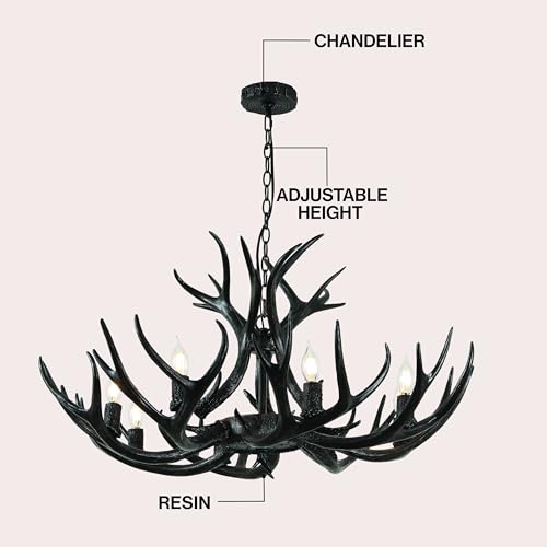 Eldora 8 Light Resin Antler Chandelier 36"