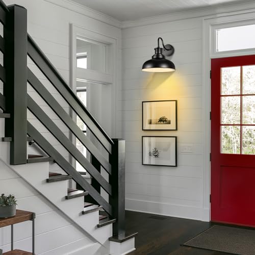 Outdoor Barn Lights Outdoor Wall Sconces Farmhouse Exterior Wall Mount Light Vintage Outside Wall Lighting Fixture Industrial Black White Lanterns for Porch