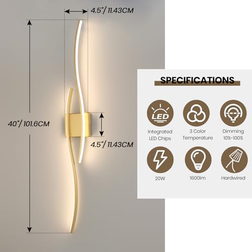Modern LED Wall Sconce Set of Two with Remote Control (2 Count)
