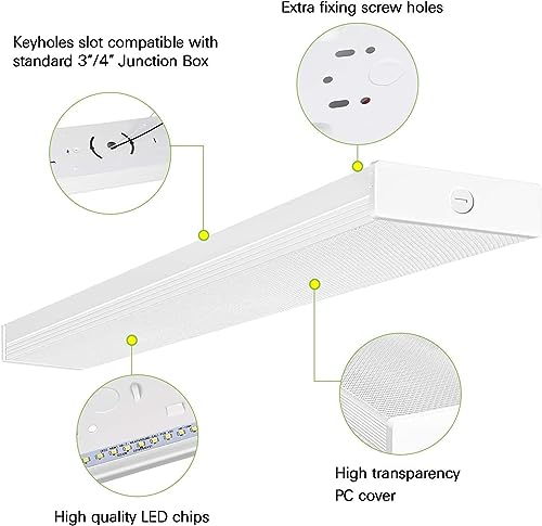4 Pack 4FT LED Wraparound Light 40W 4 Foot LED Shop Lights for Garage (4 Count)