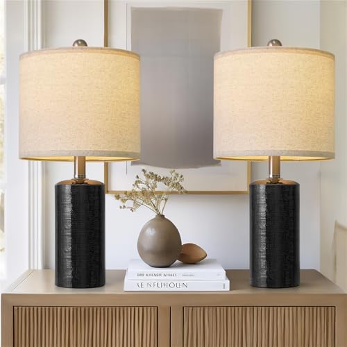 Small Table Lamps Set of 2 for Living Room 20.25" Black Lamps Bedside Lamps (2 Count)