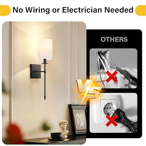 19 inch Battery Operated Wall Sconces Set of 2 with Remote (2 Count)