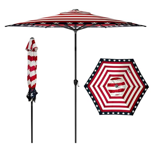 9FT Lyon Outdoor Patio Umbrella Outdoor Table Umbrella with Push Button Tilt and Crank Market Umbrella 6 Sturdy Ribs UV Protection Waterproof for Garden Deck Backyard Pool