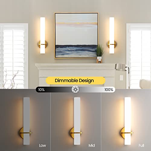 Hardwired Wall Sconces Set of Two 18 Inch Gold Bathroom Wall Sconces 18W 2700K (2 Count)