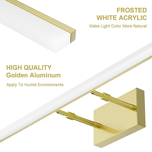 Brushed Brass Vanity Light Fixtures 40inch Modern LED Bathroom Fixtures Gold Vanity Lighing for Bathroom Wall Light Fixtures 5500K