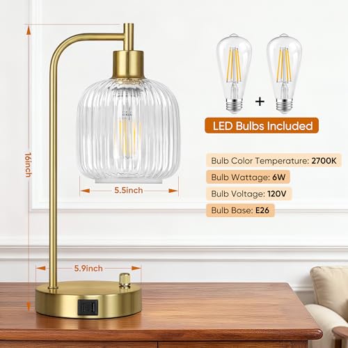 Clear Glass Table Lamps Set of 2