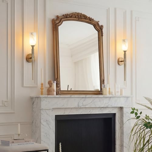 Aged Brass Alabaster Wall Sconce 1 Pack