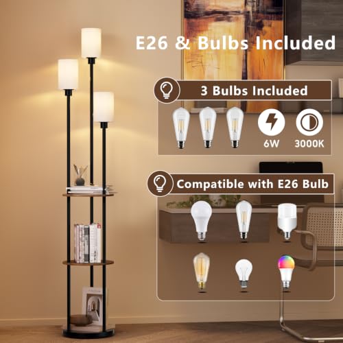 Floor Lamp with Shelves (Brown)