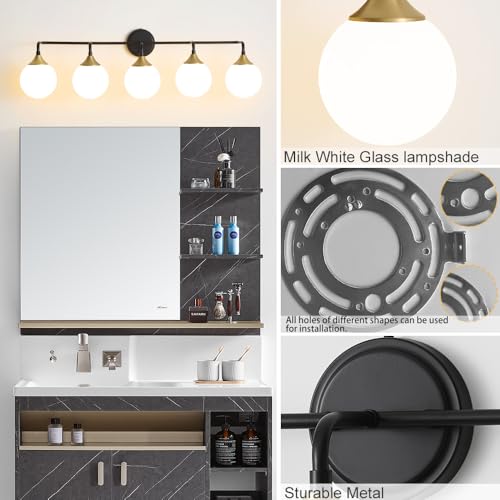 Black Gold Bathroom Light Fixtures Over Mirror Vanity 5
