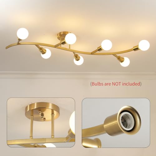 Gold Modern Sputnik Semi Flush Mount Ceiling Light Fixture 7