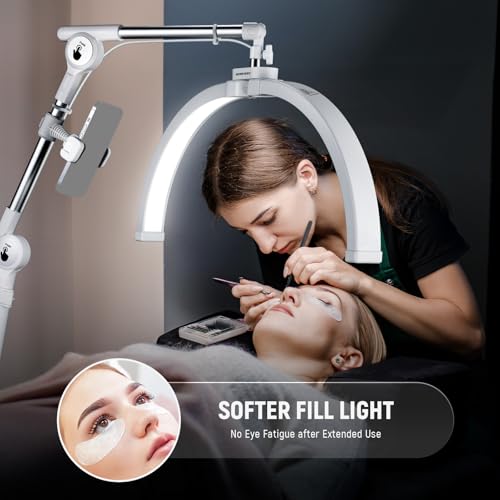 Basics 22" Half Moon Lash Light with Articulating Desk Clamp Mount Stand (72 Count)
