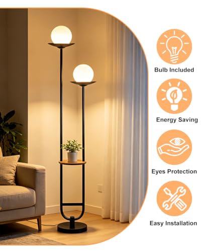 63IN Black Floor Lamp with U Pole (2 Count)