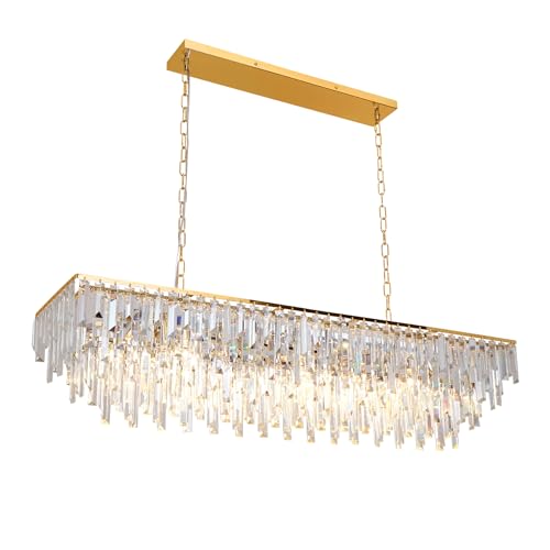 47" Modern Rectangle Crystal Chandelier