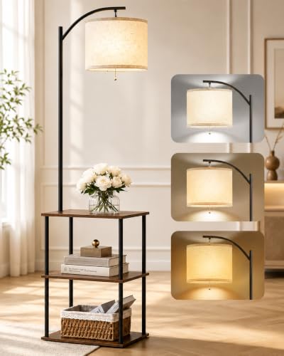 Floor Lamp with Table (Rustic Brown)