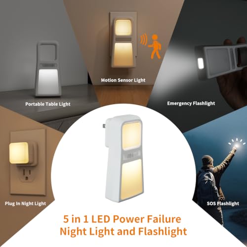 2 Pack 5-in-1 Power Failure Night Lights, Wireless Charging (2 Count)