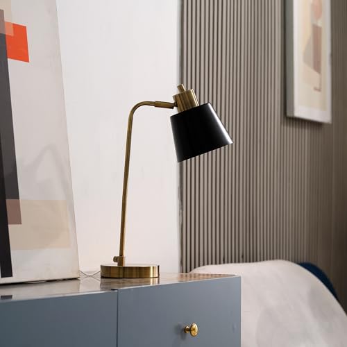 18" Matte Brass Desk Lamp with Matte Black Metal Shade