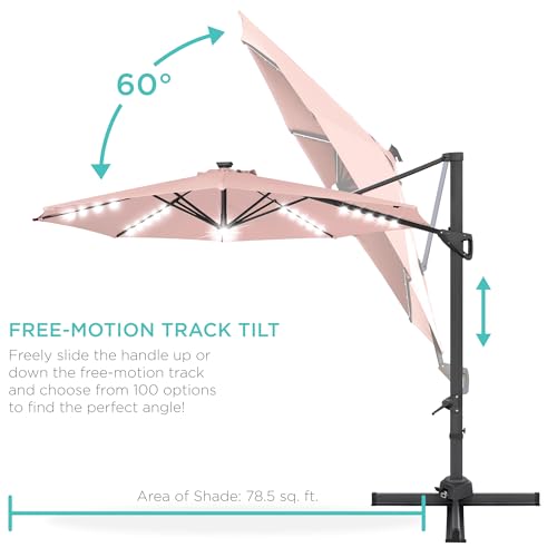 10ft Solar LED Cantilever Patio Umbrella