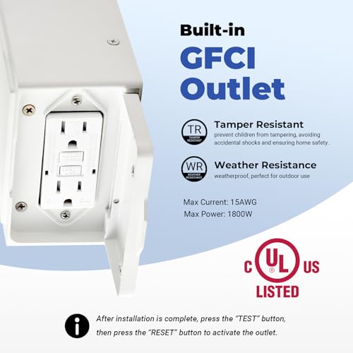 White Motion Sensor Porch Lights Outdoor with GFCI Outlet (2 Count)