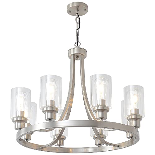 Modern Brushed Nickel Chandelier 8 Lights
