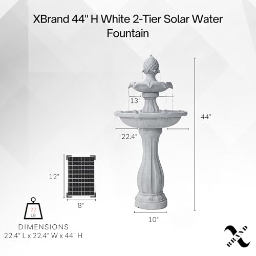 44" Solar Powered Outdoor Fountain