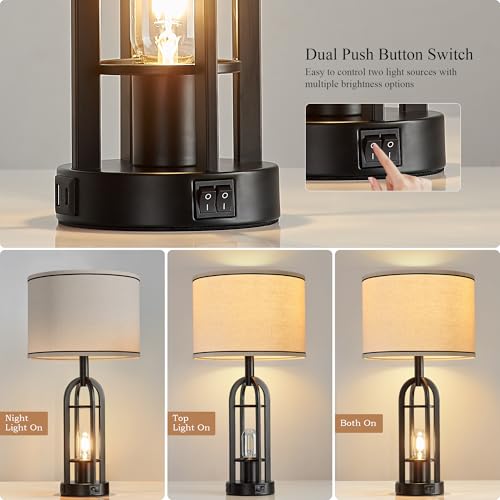 Black Table Lamps for Living Room Set of 2