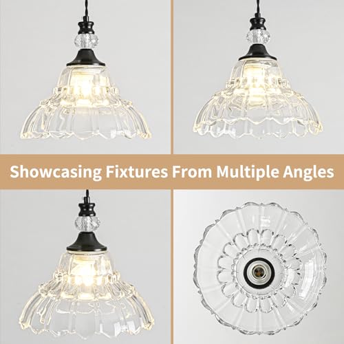 1 Piece Chandelier in Matte Black Finish with Flower (1-Light / Black)