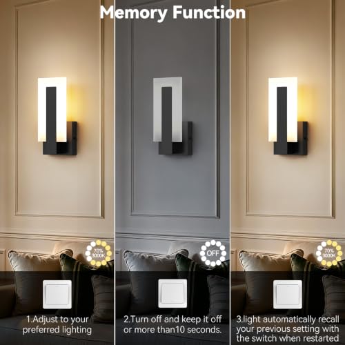 2 Pack Modern LED Wall Sconces (9.7inch 3000K-6000K Remote Control)