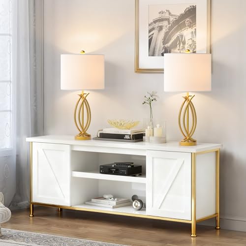 LORBAY HIGHTRY Gold Table Lamps for Bedroom Set of 2