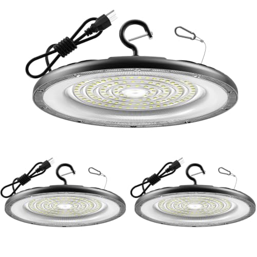 150W UFO High Bay Light 3 Pack 22500LM LED Shop Lights Plug & Play