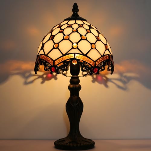 Small Tiffany Table Lamp Stained Glass Memory Lamp Ivory Pearl Style