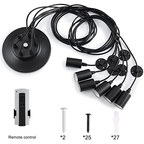 Vintage Edison Multiple Ajustable DIY Ceiling Spider Lamp Light Pendant Lighting Chandelier Modern Chic Industrial Dining with Romote Control
