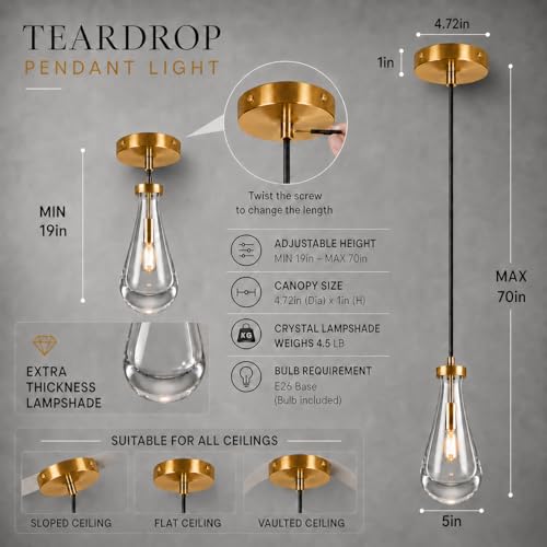 Modern Gold Teardrop Pendant Light (Gold / 1-Light)