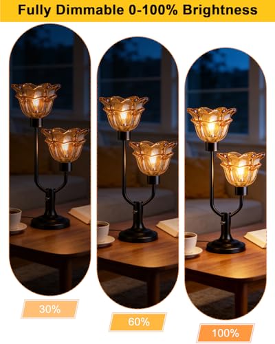 Mid Century Modern Flower Table Lamp Vintage Black Lamp Dimmable