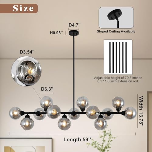Linear Chandelier Dining Room 59 Inch Sputnik Island Pendant Light