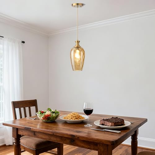 Amber Glass Pendant Lights Kitchen Island