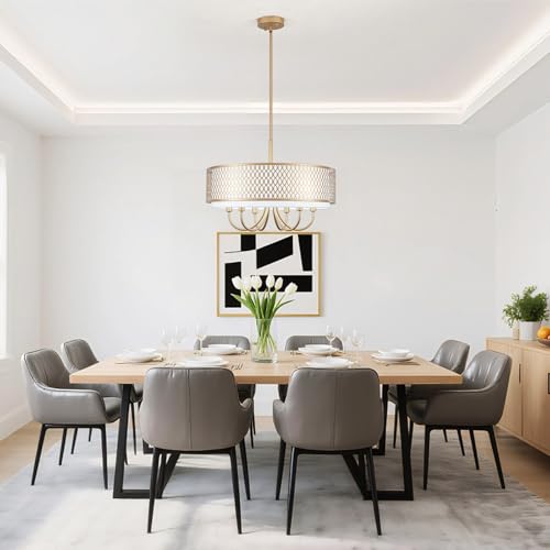 21.65" Large Durm Chandeliers for Dining Room Modern Gold Chandelier