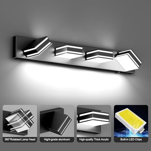 30inch Black Vanity Light for Bathroom with 5 Color Temperatures
