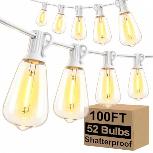 100FT Outdoor String Lights 52 Bulbs