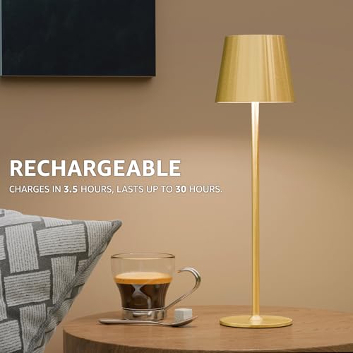 2 Pack Cordless Table Lamp Rechargeable 5000mAH Battery Operated Lights Touch Control LED Portable Desk Lamps 3 Color Dimming for Outdoor Coffee Bedroom Kitchen (2 Count)