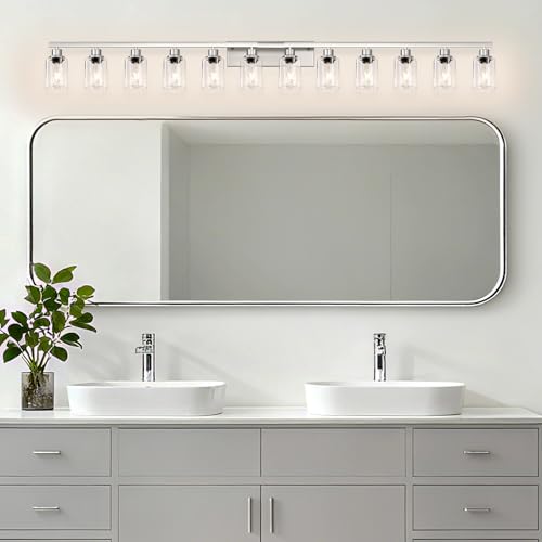 Brushed Nickel Bathroom Vanity Light Over Mirror 12 Light 78in
