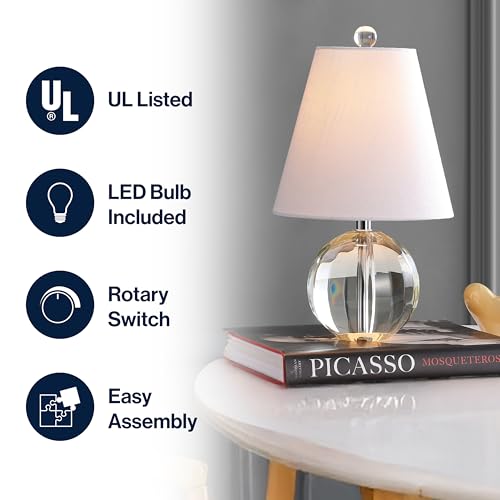 Goddard 16" Crystal Ball Orb Metal LED Table Lamp