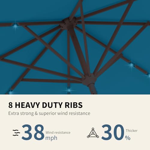 9FT Patio Umbrella with Solar Lights