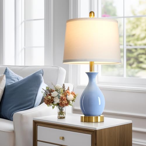 24″ Light Blue Ceramic Table Lamps Set of 2 (2 Count)