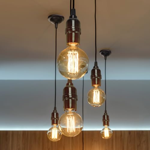 20 Pack Hanging Pendant Light Cord Kit Bulk E27 Base 4ft Adjustable Hanging Heavy Duty Industrial Edison Bulb Lamp Swag Light Kit for Kitchen Dining Room Terraces (20 Count)
