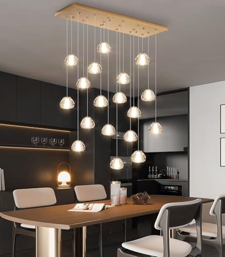Crystal Chandeliers for Living Room Dining Room Light LED Pendant Lights Fixtures Lighting Chandelier for Foyer Entrance Gold