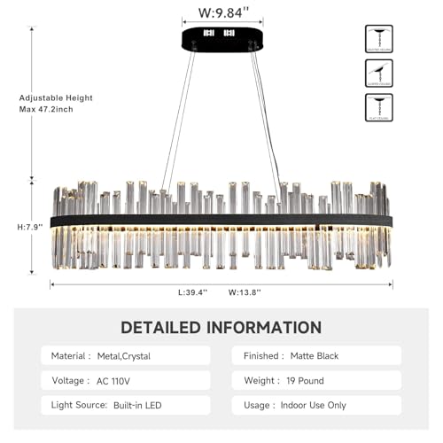 Black Led Modern Crystal Chandelier