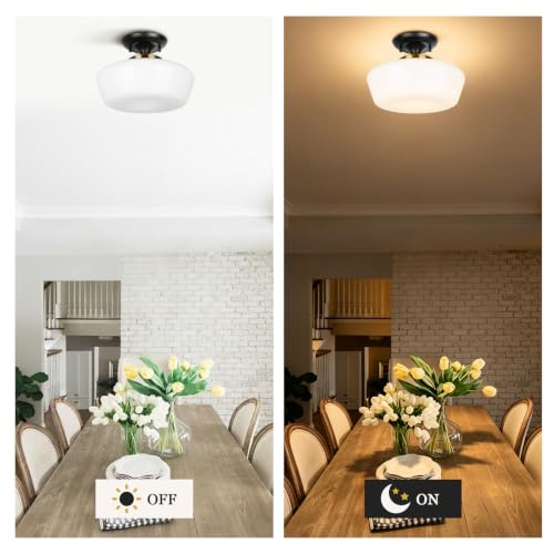 Schoolhouse Style Semi Flush Mount Ceiling Light Fixture
